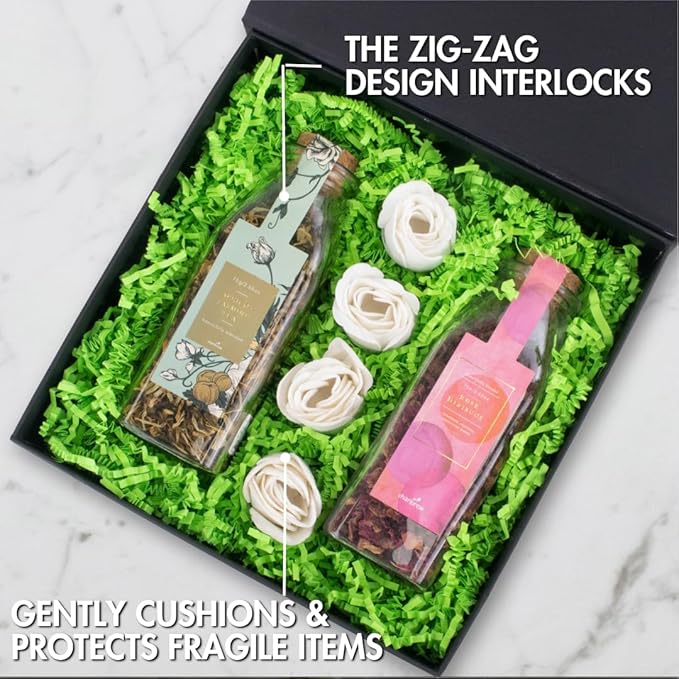 MagicWater Crinkle Cut Paper for Gift Baskets - 2LB - Lime Green - Perfect for Shredded Paper Filler, Basket Filler, Gift Boxes, Bridesmaid Gifts, Halloween Stuffers & More – Ideal for All Occasions