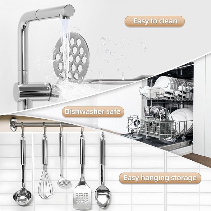 Potato Masher Stainless Steel Small, Mini Avocado Masher, Manual Potatoes Smasher Kitchen Tool for Avocado, Potatoes, Beans, Vegetables, 8.7Inch Metal Mashing Utensil, Dishwasher Safe