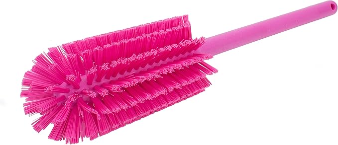 SPARTA Scrub Brush Bottle Brush, Dishwasher Safe Brush with Hanging Hole for Cleaning, Plastic, 16 Inches, Pink
