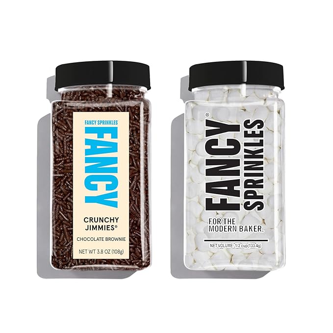 Fancy Sprinkles Limited Edition Fall Season Gimme S'more Sprinkle Set featuring Chololate Jimmies and Mini Marshmallows For Dessert Decorating, Smores and Hot Chocolate (0.50c)