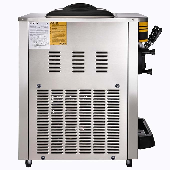 VEVOR Commercial Ice Cream Maker, 22-30L/H Yield, 2350W Countertop Soft Serve Machine with 2x6L Hopper 2L Cylinder LCD Panel Puffing Shortage Alarm, Frozen Yogurt Maker for Restaurant Snack Bar, Silve