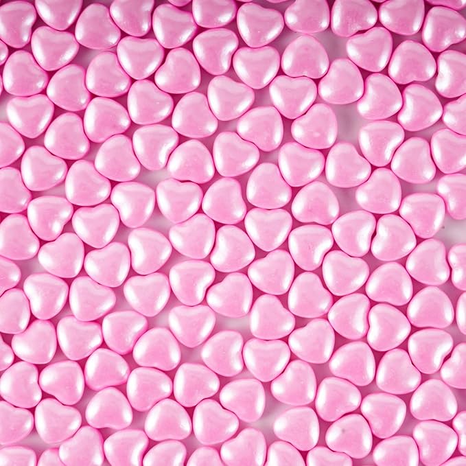 Kasvan Pink Heart Shapes Sprinkles - Edible Candy Pearls 130g/4.58 Oz, Mix Size, Baking Cake Decorations, Ice Cream Toppings and Cookie Decorating, Wedding Party Chirstmas Supplies (Pink)