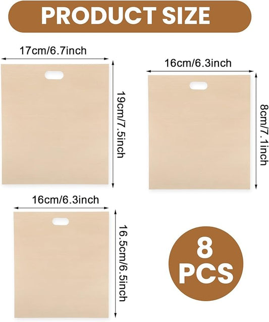 simarro 8-Pack Toast Bags, Reusable Toast Bags, 3 Sizes Heat Resistant Non-Stick Sandwich Toasted Cheese Toasting Bag, Washable Toast Bag for Toasted Sandwiches, Chicken Panini and Toast