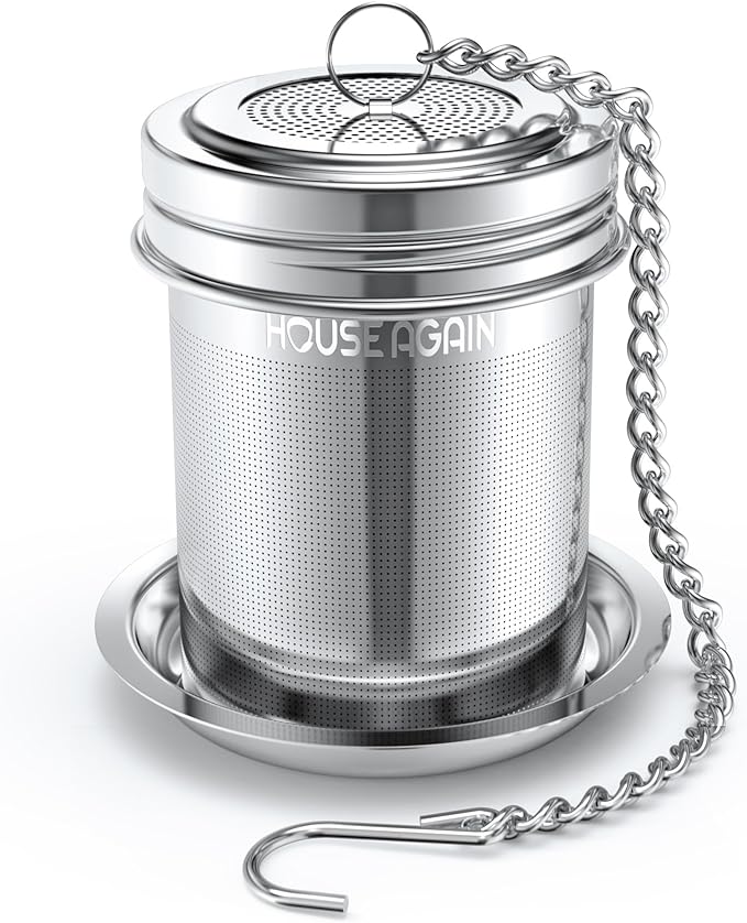 House Again Tea Infuser, Extra Fine Mesh Tea Strainers for Loose Tea, 18/8 Stainless Steel Tea Strainer with Extended Chain Hook, Tea Steeper for Brew Tea, Spices & Seasonings, for Single Cup