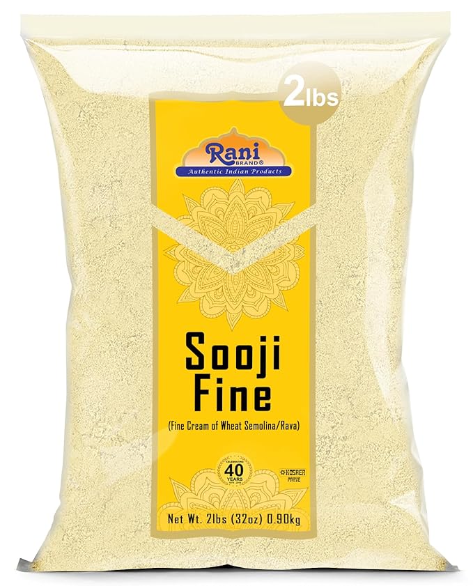 Rani Sooji Fine (Farina, Suji, Rava, Wheat) Flour 32oz (2lbs) 908g ~ All Natural | Vegan | NON-GMO | Kosher | Indian Origin