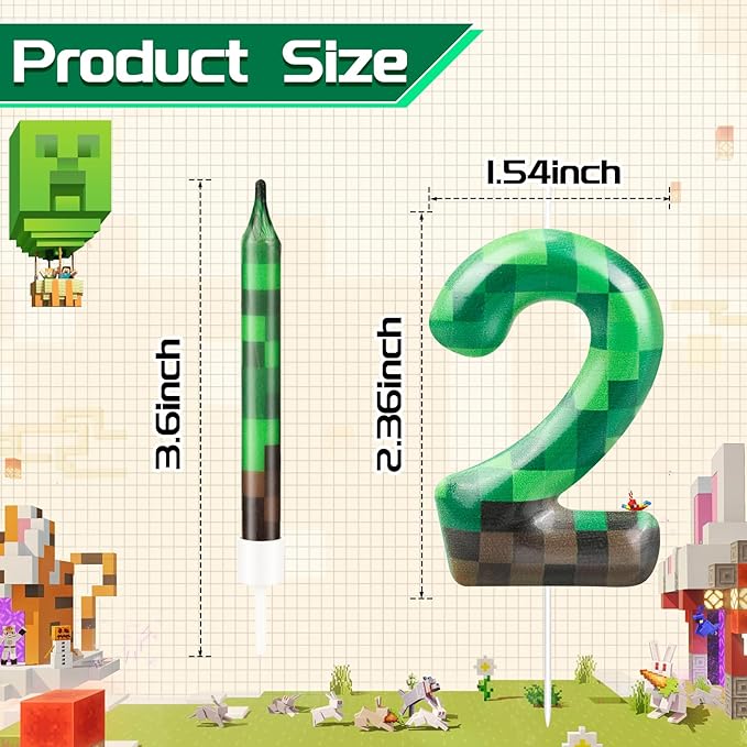 13 Pcs Dynamite Candles 12 TNT Themed Birthday Cake Candles and Number 2 Candle Cake Topper for Pixel Theme Birthday Party Anniversary Party Dynamite Theme Party Video Game Party Supplies (Number 2)