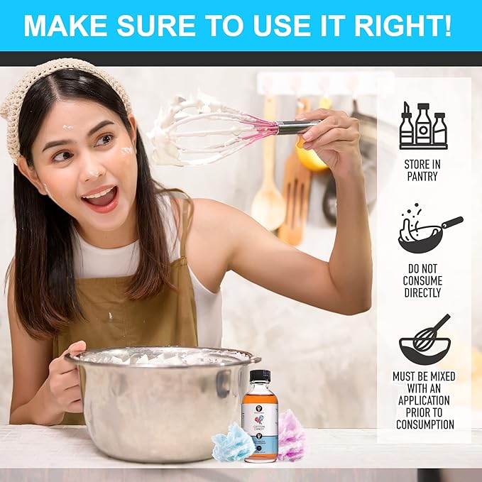 Dolce Flav Cotton Candy Extract – 8 Ounce Water-Soluble Kosher, Sugar-Free, Concentrated Carnival-Style Flavoring for Baking, Frostings & Drinks, Includes Measured Dropper