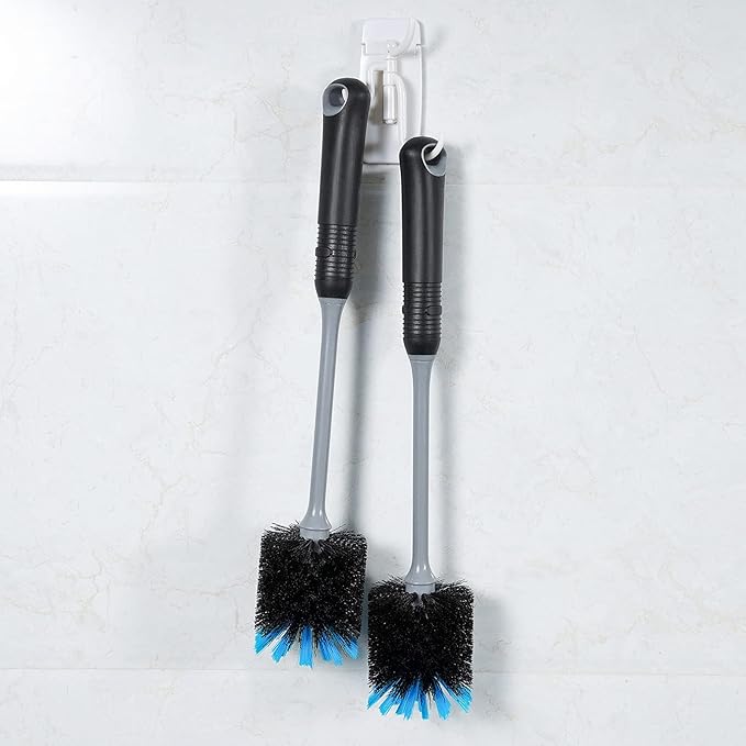 Water Bottle Cleaning Brush, Long Handle Flexible Scrub Brush for Water Bottles, Glasswares, Mugs, Flasks, Tumblers, Vases, and Kitchen Sink, 2 Pack