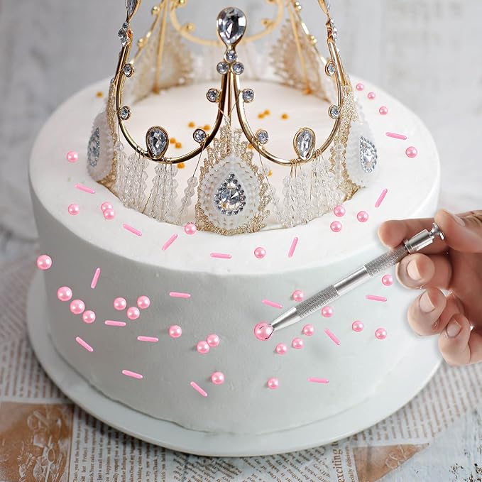 Kasvan Pink Mix Sugar Sprinkles - Edible Candy Pearls with 4-Claw Sprinkle Pen,118g/4.16 Oz, Gift Box Pack, Baking Cake Decorations, Ice Cream Toppings and Cookie Decorating (Pink)