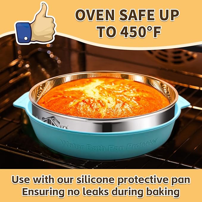 4, 7, 9 Inches Springform Pan Set of 3-304 Stainless Steel Nonstick Springform Cake Pan Set with Removable Bottom, 10 Inch Leakproof Silicone Cheesecake Pan Protector with 60 Pcs Parchment Paper