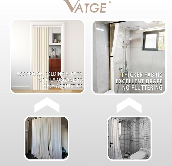 Vatge Closet Curtains for Bedroom Closet Door, Sliding Door Curtains for Doorways Privacy, 1 Panel with Tieback, W52 x L78, Butter Cream