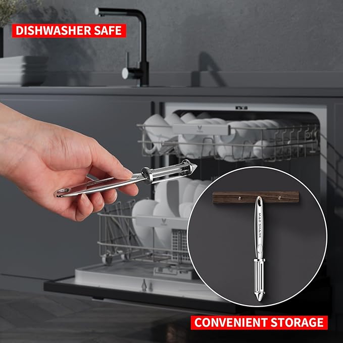 MAD SHARK Ultra Sharp Potato Peeler, Fruit Carrot Veggie Peelers for Kitchen,Flat/Serrated Blade 2 in 1-I Shaped Stainless Steel Peelers,Vegetable Peeler with Ergonomic Non-Slip Handle