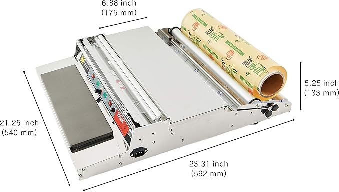VisionTechShop VTH-500, 20 Inch / 500 mm Hand Wrapping Machine Film Wrapper for Food Packaging, Large Tray, MADE IN KOREA