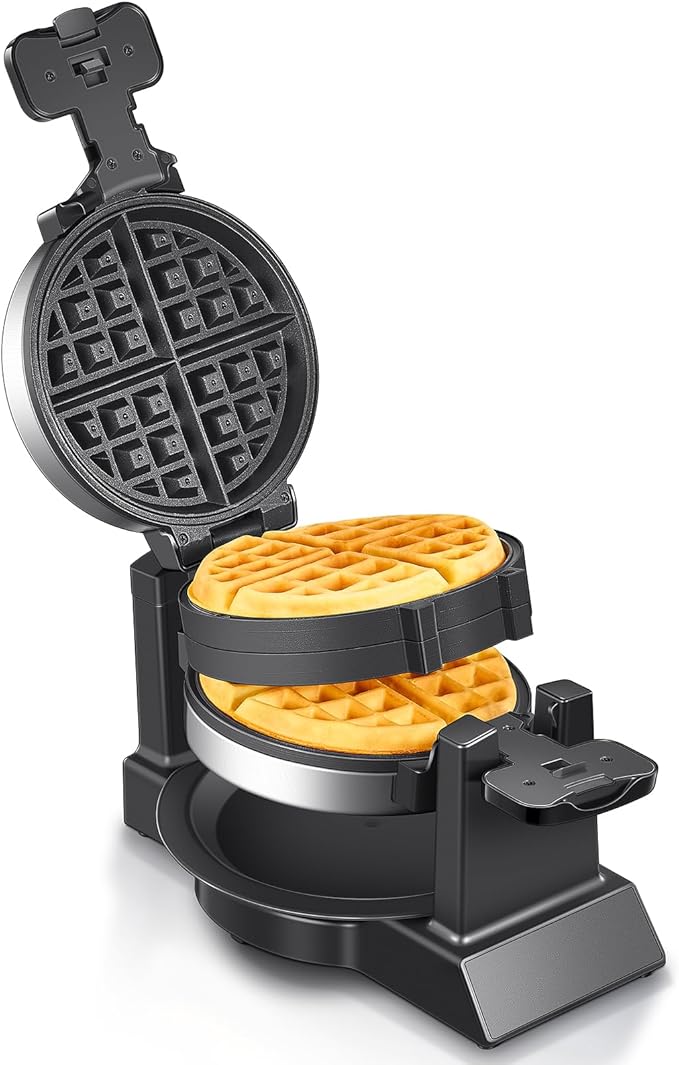 Yabano Belgian Waffle Maker - Professional Rotating Waffle Iron with Double Flip Technology, Nonstick Plates, Removable Drip Tray & Cool-Touch Handles