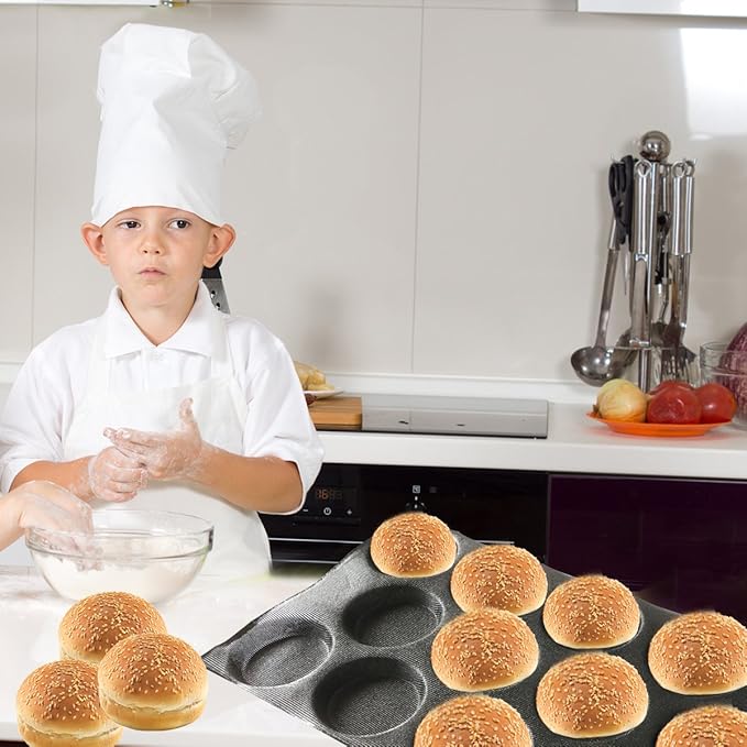 Bluedrop Silicone Hamburger Bread Forms Perforated Silicone Bakery Molds Tartlets Pita Moulds Sheets Food Grade for Industrial Large Size