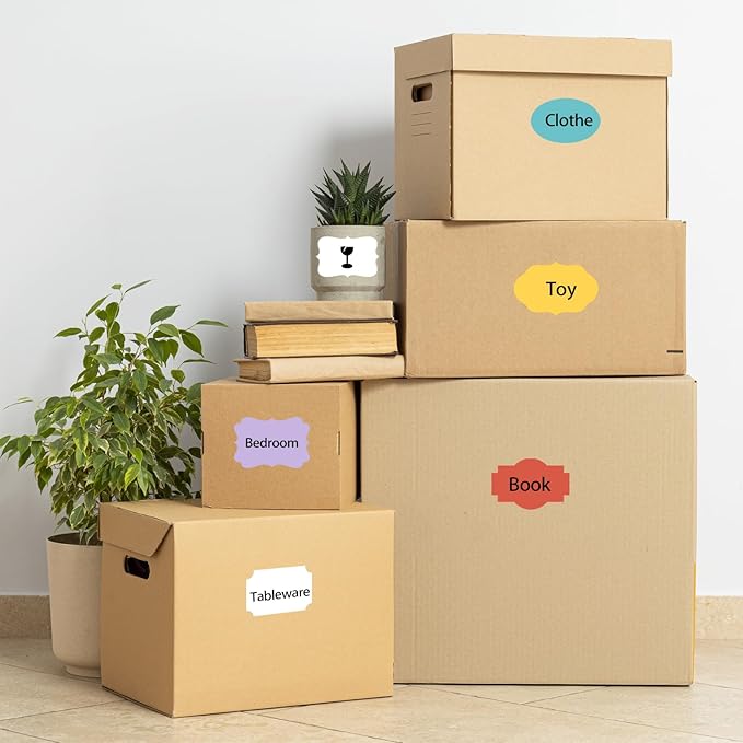 White Labels Stickers, 250PCS 3" x 2" Fancy Shape Stickers Labels for Storage Box or Food Jars Holiday Present Stickers Christmas Gift Tags Stickers