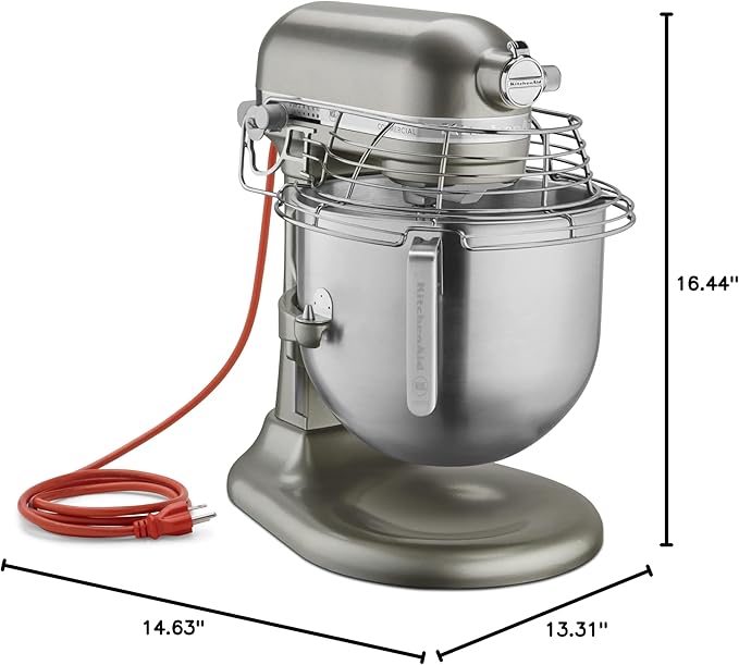 KitchenAid KSMC895CU 8-Quart Commercial Countertop Mixer with Bowl Guard, 10-Speed, Gear-Driven, Contour Silver