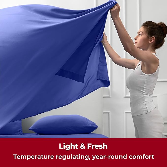 Mellanni Twin XL Sheets Set - 3 PC Iconic Collection Bedding - Hotel Luxury, Extra Soft, Cooling Bed Sheets - Wrinkle, Fade, Stain Resistant (Twin Extra Long, Royal Blue)