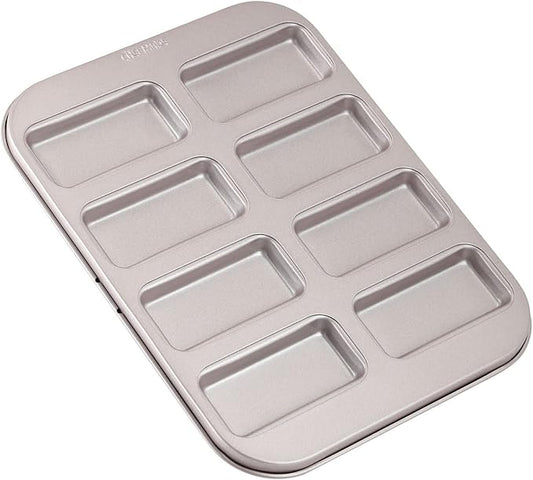CHEFMADE Financier Cake Pan, 8-Cavity Non-Stick Muffin Pan Biscuits Cookies Bakeware for Oven Baking (Champagne Gold)