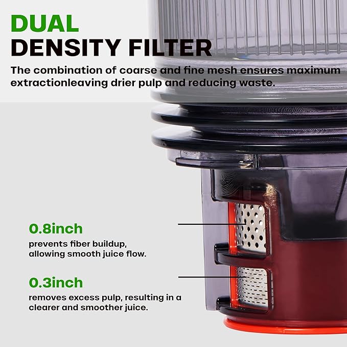 Cold Press Juicer, 5.4" Wide Feed Chute Juicer Machines for Vegetable and Fruit, Slow Masticating Juicer Easy to Clean, Grey