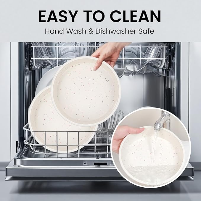 Vinino 8 Inch Silicone Round Cake Pan with Metal Reinforced Frame Set of 3, Nonstick Silicone Springform Pan for Baking Suitable for Making Layers, Cheese & Chocolate Cakes