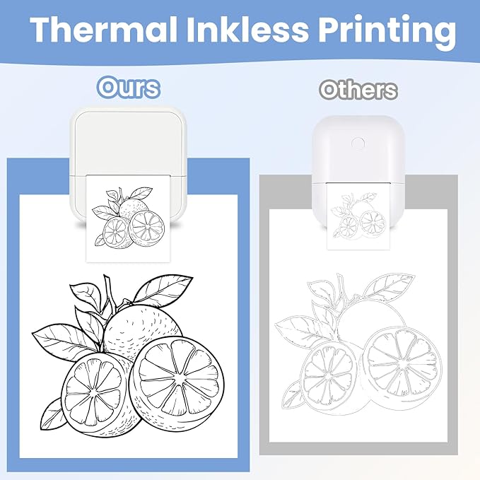 Sticker Printer, Thermal Label Maker Mini Sticker Maker with 4 Roll Paper Bluetooth Inkless Sticker Maker Machine for Home, Office, School, DIY Creations, Sticky Scrapbook, Lists