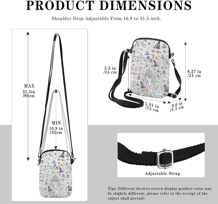 GJTIM Elsa Princess Gift Elsa Merchandise Princess Elsa & Anna Fan Gift Princess Cartoon Character Gift Crossbody Bag
