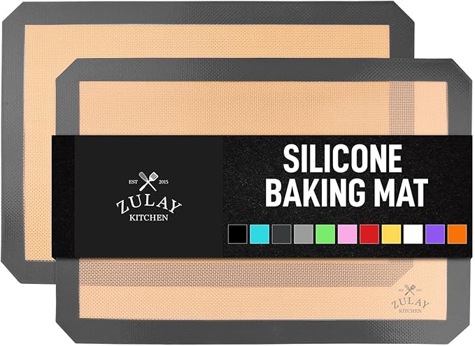 Zulay Kitchen 16.5"x11.6" 2-Pack Silicone Baking Mat - Reusable Nonstick Baking Sheet - Dark Gray