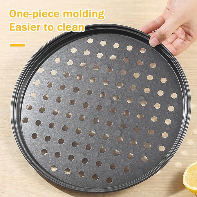 11 Inch Pizza Pan for oven, Round Nonstick Pizza Pans with Holes, Carbon Steel Pizza Baking Tray for Home Kitchen 2 Pack
