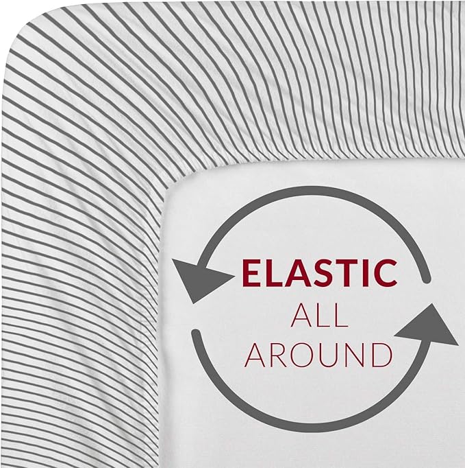 Mellanni Extra Deep Queen Sheets - 4 PC Iconic Collection Bedding - Hotel Luxury, Ultra Soft, Cooling Bed Sheets - Wrinkle, Fade, Stain Resistant (Queen, Pinstripe Gray)