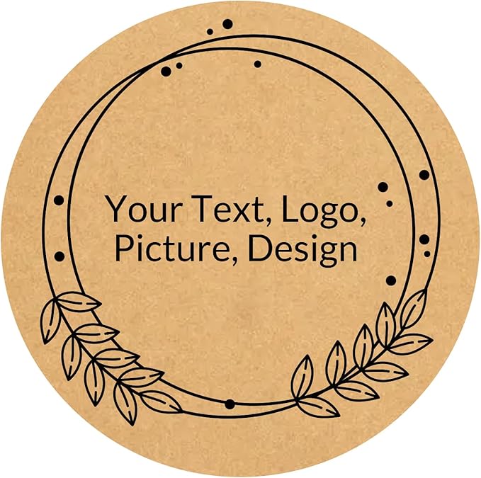 Custom Stickers Kraft Paper Labels Personalized Withe Text, Business Logo Customized Food Jars Labels Bakery Label Sticker Package Favor Canning Circle 100pcs (Style 4)