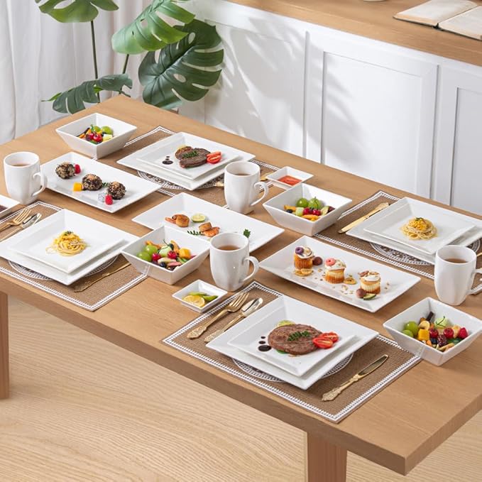 Porlien 12-inch White Porcelain Serving Platters for Party, Wedding and Entertaining, Rectangular Serving Plates Set of 3, Serving Tray for Dinner, Appetizers and Desserts