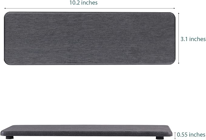 2 Pcs Water Absorbing Stone Trays, Kitchen/Bathroom Sink Soap Dish, Diatomite Tray Used for Hand Soap & Cosmetic Bottles in The Modern Home, 3.2" W x 10.2" L, Dark Gray