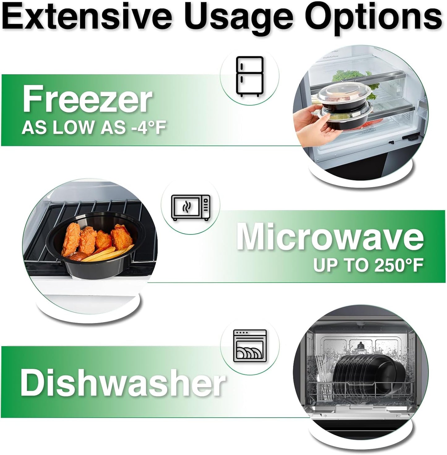 Meal Prep Containers Reusable 10 Pack-23 oz Food Storage Containers with Lids To Go Food Containers Takeout, Microwave Dishwasher Freezer Safe, Stackable, BPA Free, Plastic (Black)