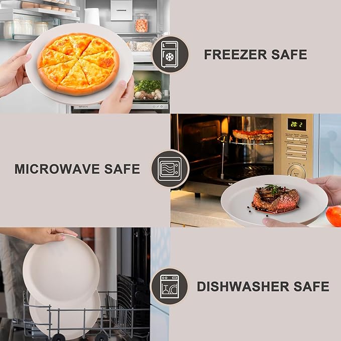 EI 18pcs Beige Wheat Straw Plates,Unbreakable Reusable Plastic Plates,Melamine Plate for Camping,Picninc,Family Dinner,wheat straw Dinnerware Sets