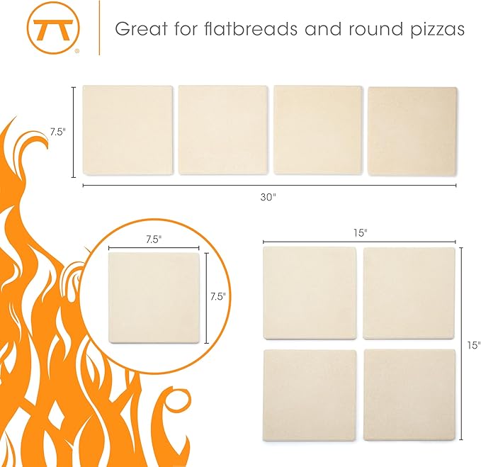 Outset 76176 Pizza Grill Stone Tiles, Light Brown, Medium, Set of 4