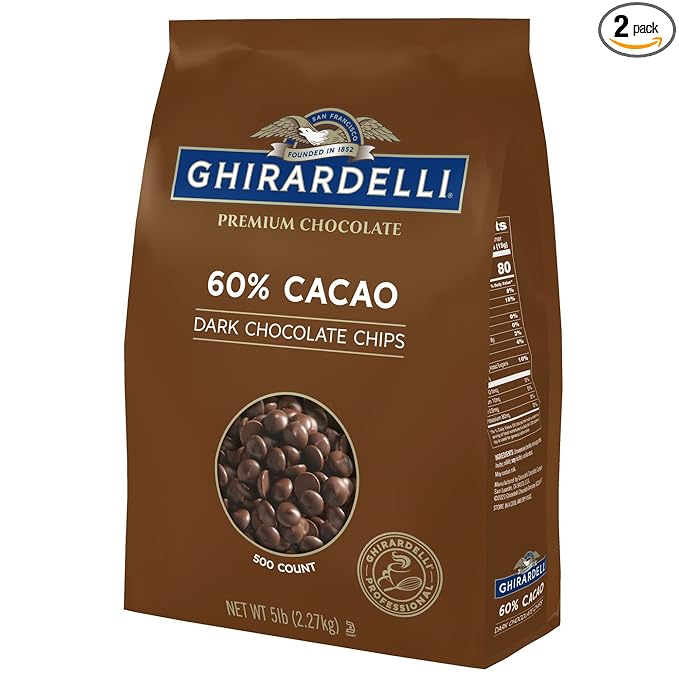 Ghirardelli Chocolate Company 60% Cacao Dark Chocolate Chips, 5lb (Pack of 2)