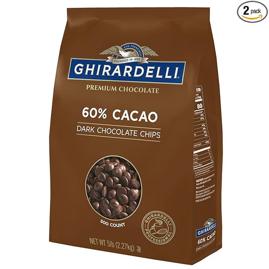 Ghirardelli Chocolate Company 60% Cacao Dark Chocolate Chips, 5lb (Pack of 2)