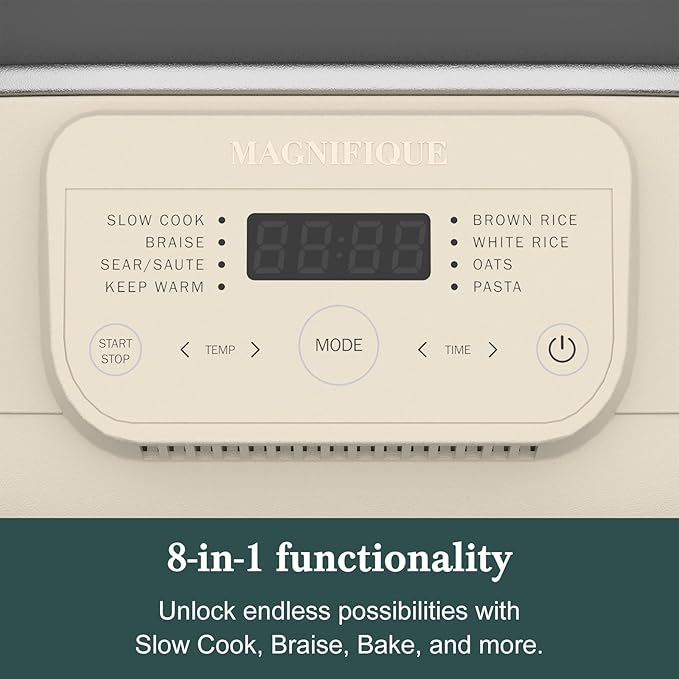 6 Quart Multi-Cooker, with 8-in-1 Casserole Programmable Slow Cooker, Dutch Oven, Pasta, Nonstick, Oven Safe Pot to 500°F Oatmeal Oatmeal