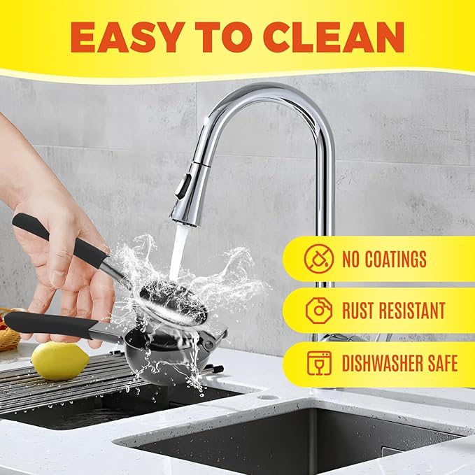 Lemon Squeezer,304 Stainless Steel Citrus Press Juicer,Non-Slip Grip Design Manual Juicer,Heavy Duty Manual Citrus Press Juicer & Lime Squeezer-Grey & BLack