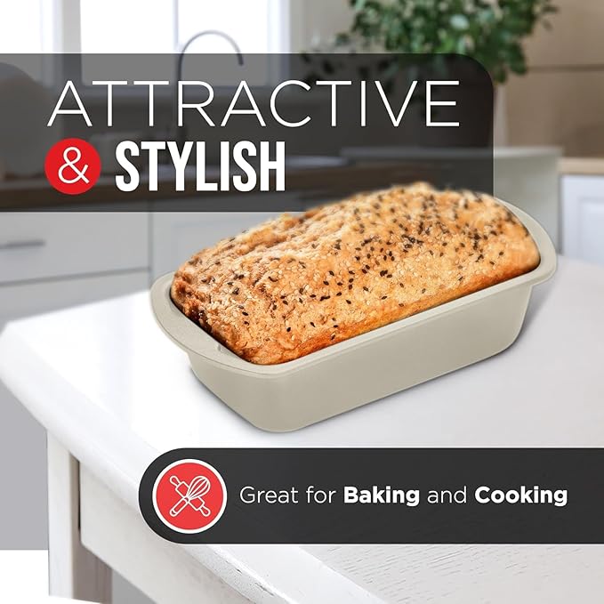 Nonstick Loaf Pan Set Pack of 2, 10.2" & 11" Large Baking Bread Pan, Oven Safe Up to 450°F, PFOA, PFOS, PTFE Free, Space Saving Stackable Design, Stain Resistant, Dishwasher Friendly, White Marble