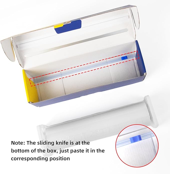 KAMMAK Plastic Wrap with Slide Cutter - 12 Inch Food Service Cling Film Roll - Clear Refillable Stretch Film - 1000 SQ FT Wrap - Bulk Quick Cut for Restaurant, Kitchen