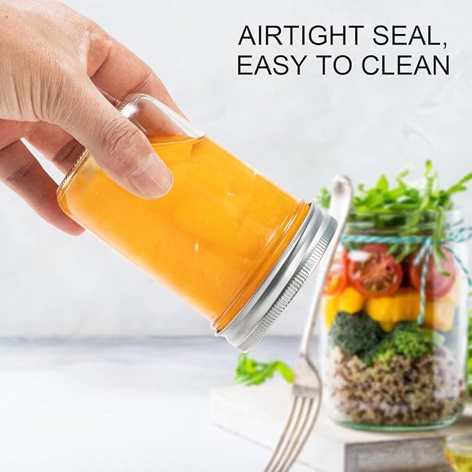 Mason Jars 8 oz, 24 Pack Canning jars 8 oz Jelly Jars With Regular Lids and Bands, Half Pint Glass Jars Ideal for Jam, Honey, Wedding Favors, Shower Favors