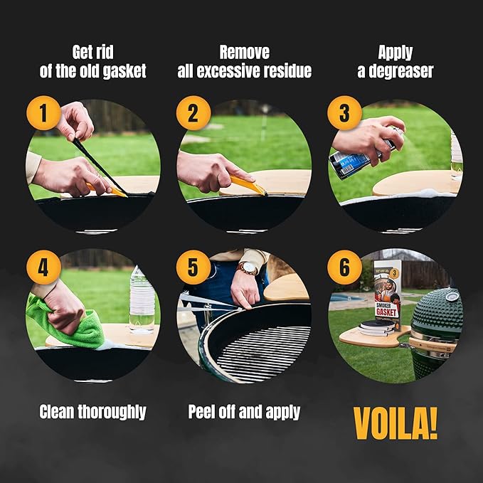 XXL 30 FT Grill Gasket for Smokers - Black 1/2’’ x 1/8’’ Hi Temp Seal Smoker Gasket – 3-Pack x 10 FT Self Stick Black Nomex Fire Tape for BBQ Lid – High Heat Temperature Material Replace