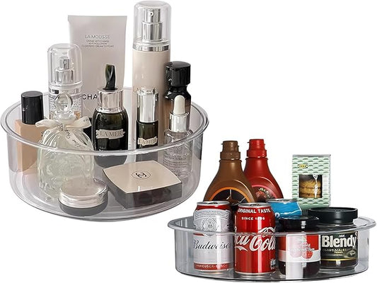 4 Pack Lazy Susan, 11.5 Inch Lazy Susan Organizer, 360 Degree Swivel, for Kitchen, Pantry, Refrigerator, Bathroom and Vanity Countertops (Clear) (4P-11.5 Inch)