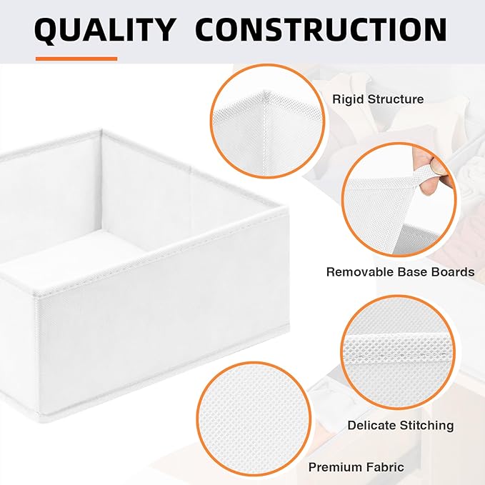 Criusia Drawer Organizer Clothes, 20 Pack Dresser Organizer Bins for Nursery Bedroom, Closet Organization and Storage Dividers for Clothing, Baby Clothes, Underwears, Socks (White)