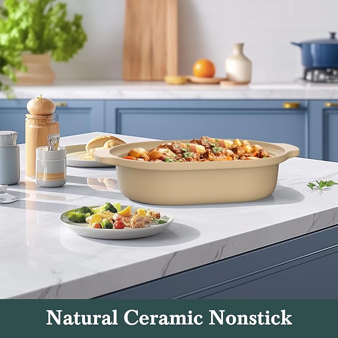 MAGNIFIQUE 4 Quart Claypot Multi-Cooker, with 8-in-1 Casserole Programmable Slow Cooker, Dutch Oven, Pasta, Nonstick Oven Safe Pot to 450°F, Brown