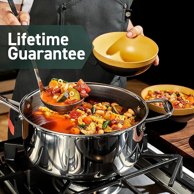 HexClad Hybrid Nonstick 5-Quart Saucepan with Tempered Glass Lid, Stay-Cool Handle, Dishwasher-Friendly, Oven-Safe Up to 900°F, Induction Ready, Compatible with All Cooktops