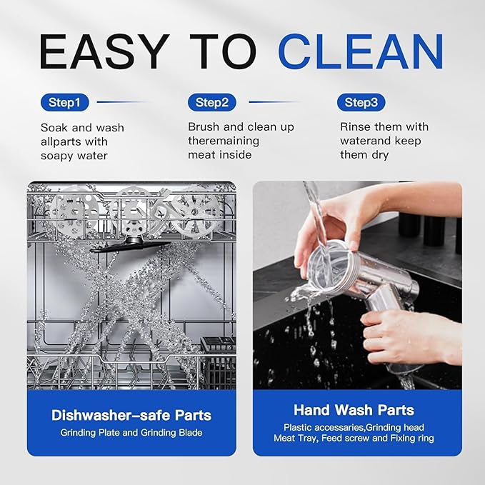 Electric Meat Grinder,3000 Max Heavy Duty Stainless Steel Meat Mincer with 2 Blades,3 Grinding Plates,Sausage Stuffer Tubes & Kubbe Kit for Home & Kitchen Using