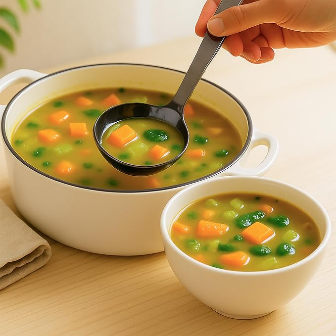 FJNATINH Soup Ladle, 304 Stainless Steel Ladle Spoon for Serving Wok Soup with Ergonomic Heat-proof Wooden Handle, [Heat Resistance, Integral Forming]